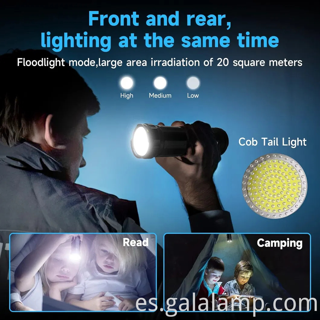 Potente linterna LED con rayo láser blanco para uso al aire libre